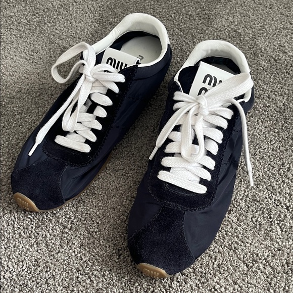 Miu Miu Shoes - Miu Miu Navy and White Low-Top Sneakers